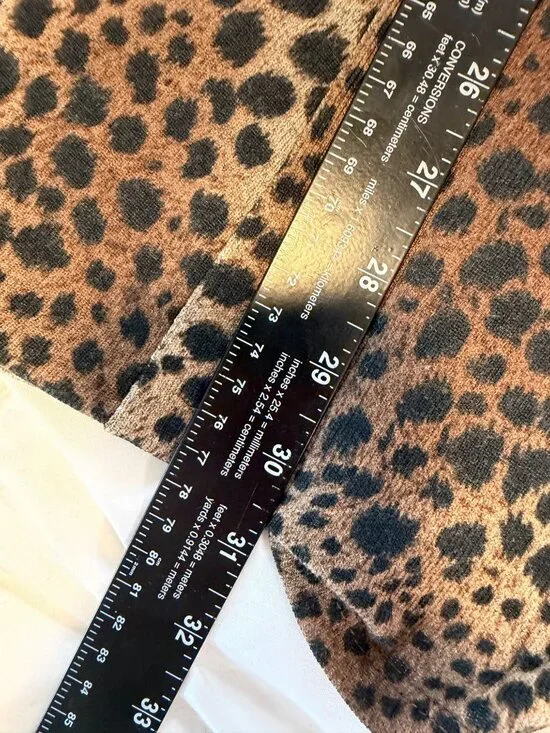 Lapis Leopard Print Swing Skirt With Belted Waist Polyester Stretchy Panel Size - Picture 7 of 12